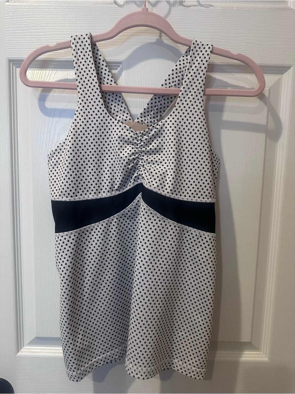 lululemon athletica White Polka Dot Tank with black Band